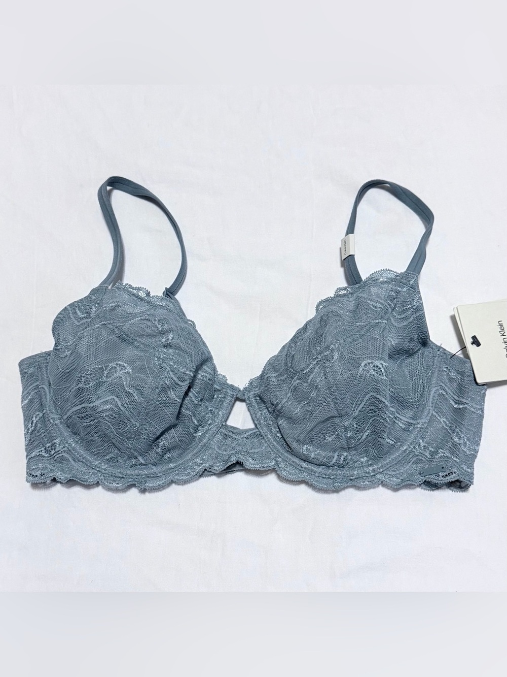 Calvin Klein Soft Lace Underwire Bra 34C in Slate Blue Full Coverage
